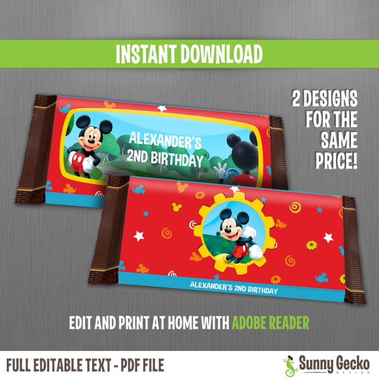 Mickey Mouse Clubhouse Birthday Chocolate Wrappers 